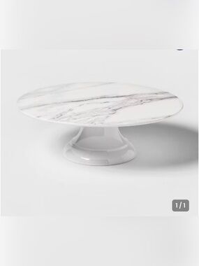 12" Melamine Marble Print Cake Stand White - Threshold